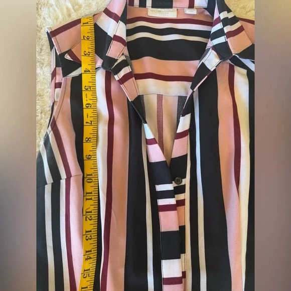NEW YORK & COMPANY Women’s PINK / Black MULTI STRIPE SLEEVLESS SHIRT DRESS Small - Picture 5 of 8